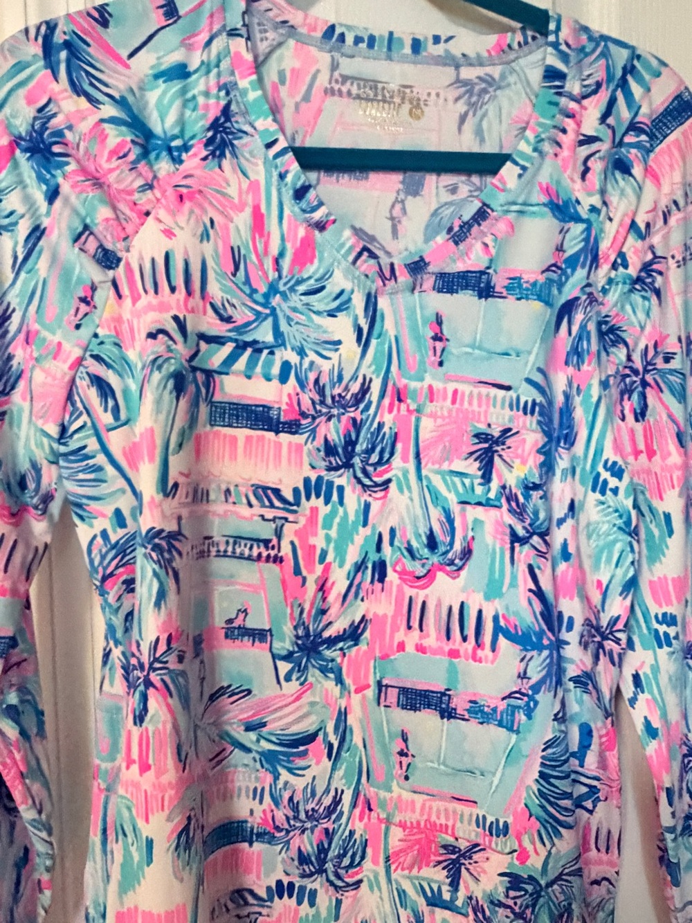 Women’s Lilly Pulitzer Tropical Print Longsleeve Luxletic Top- Pink & Blue